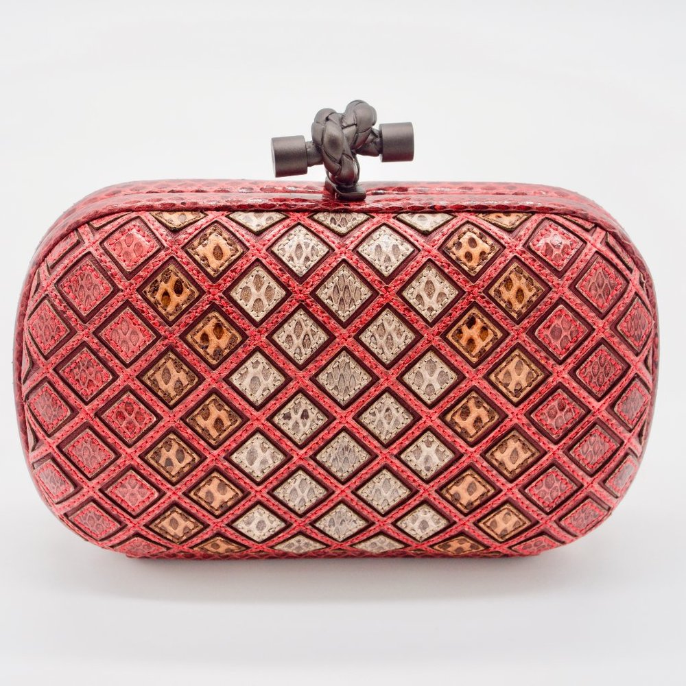 Bottega Veneta SM Knot Snakeskin Box Clutch